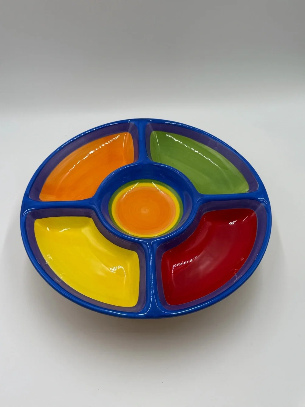 Dansk Handpainted Sectioned Server with White and Orange Accents
